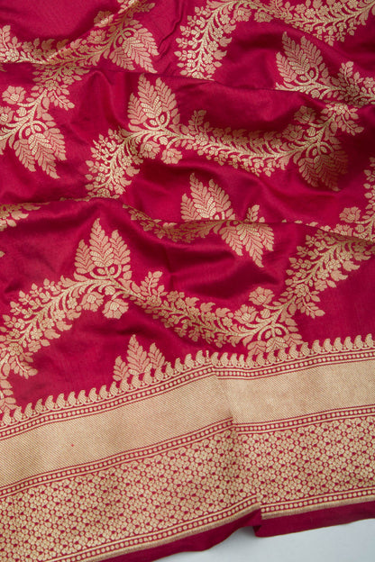 Banarasi Silk Jaal Red Saree