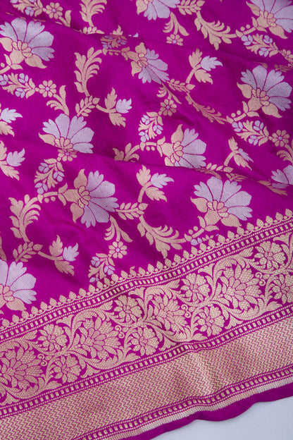 Banarasi Silk Jaal Magenta Pink Saree