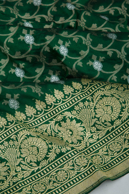 Banarasi Silk Brocade Green Saree