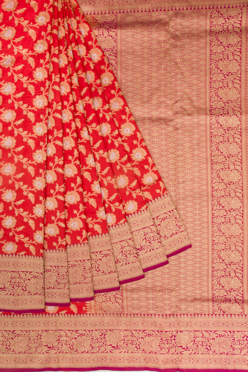 Banarasi Silk Jaal Red Saree