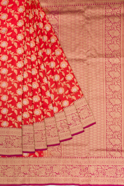 Banarasi Silk Jaal Red Saree