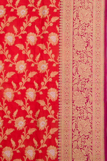 Banarasi Silk Jaal Red Saree
