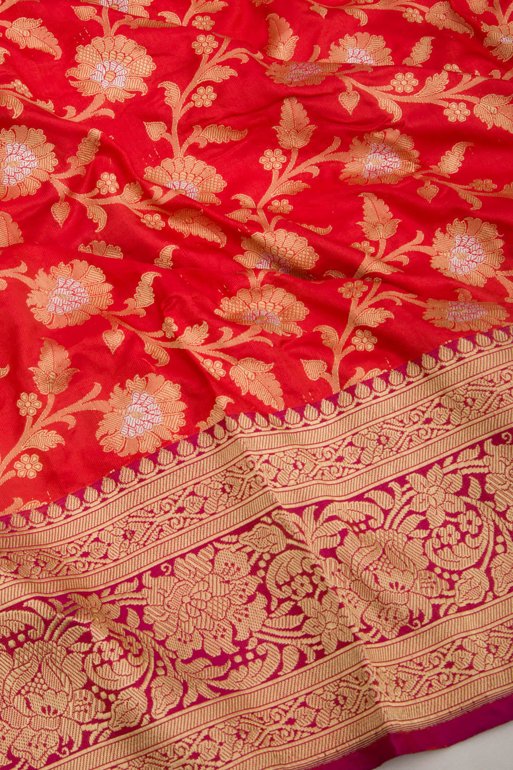 Banarasi Silk Jaal Red Saree