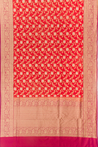 Banarasi Silk Jaal Red Saree