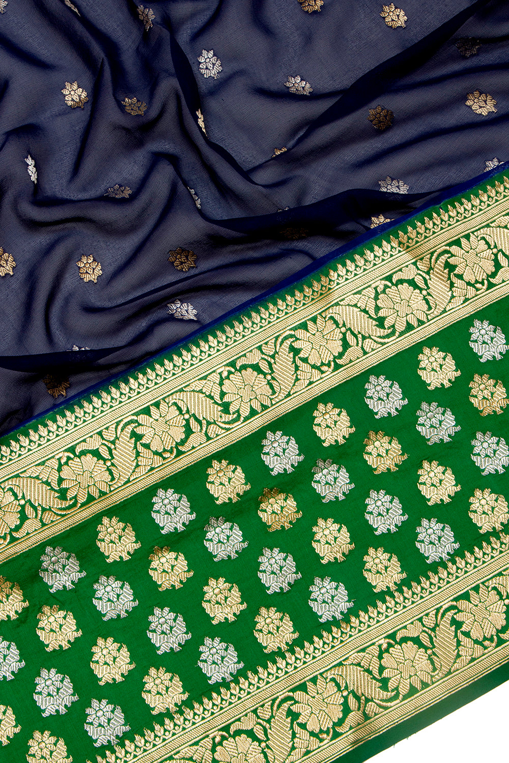 Banarasi Georgette Butta Dark Blue Saree