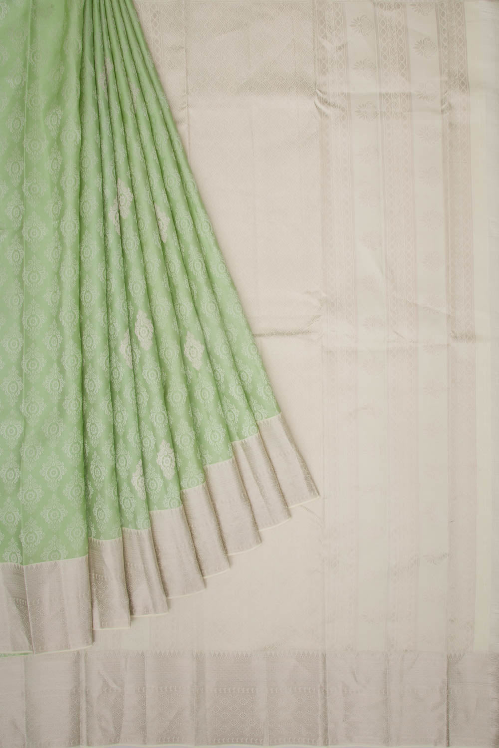 Taranga Kanchi Silk Jacquard And Butta Pastel Green Saree