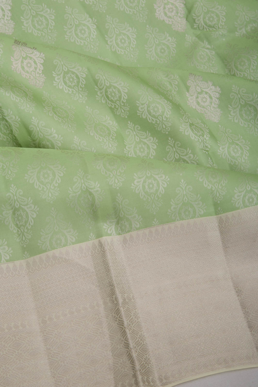 Taranga Kanchi Silk Jacquard And Butta Pastel Green Saree