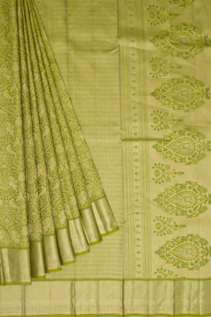 Kanchipuram Silk Brocade Light Green Saree