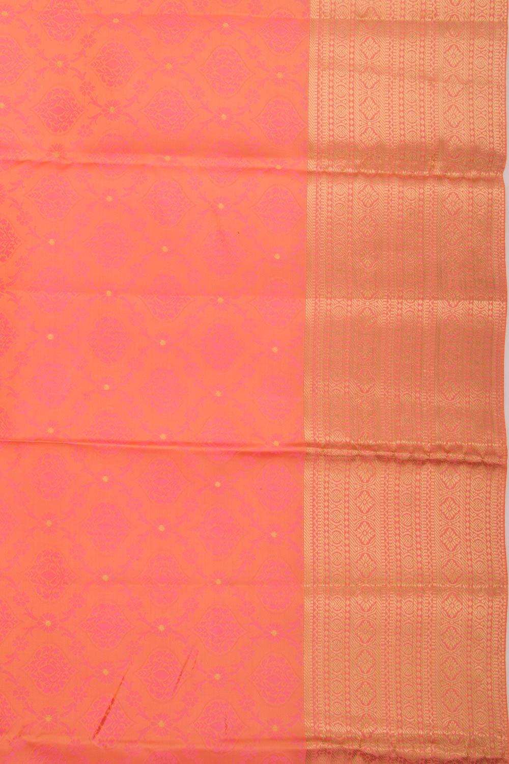 Taranga Kanchi Silk Jacquard Dual Tone Orange and Pink Saree