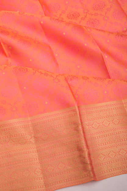 Taranga Kanchi Silk Jacquard Dual Tone Orange and Pink Saree