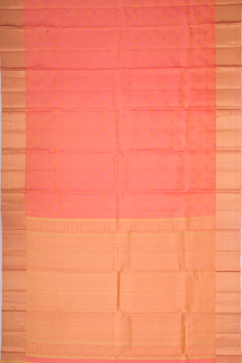 Taranga Kanchi Silk Jacquard Dual Tone Orange and Pink Saree
