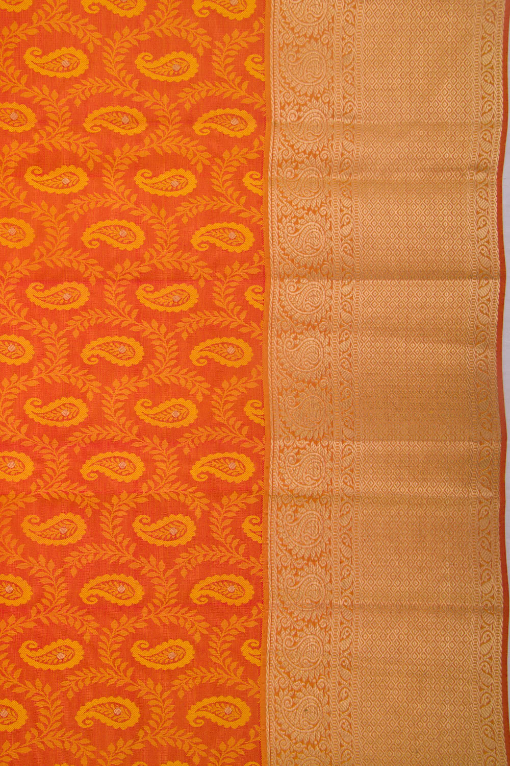 Taranga Kanchi Silk Jacquard Dual Tone Red And Orange Saree