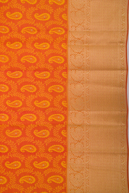 Taranga Kanchi Silk Jacquard Dual Tone Red And Orange Saree