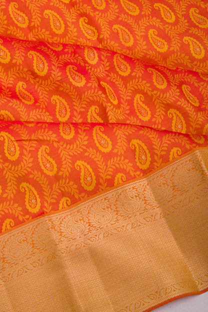 Taranga Kanchi Silk Jacquard Dual Tone Red And Orange Saree