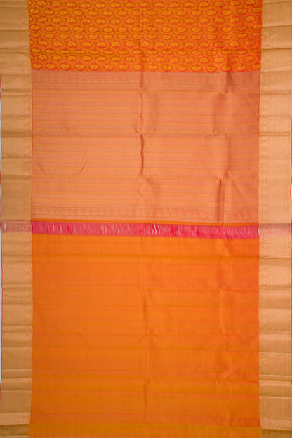 Taranga Kanchi Silk Jacquard Dual Tone Red And Orange Saree