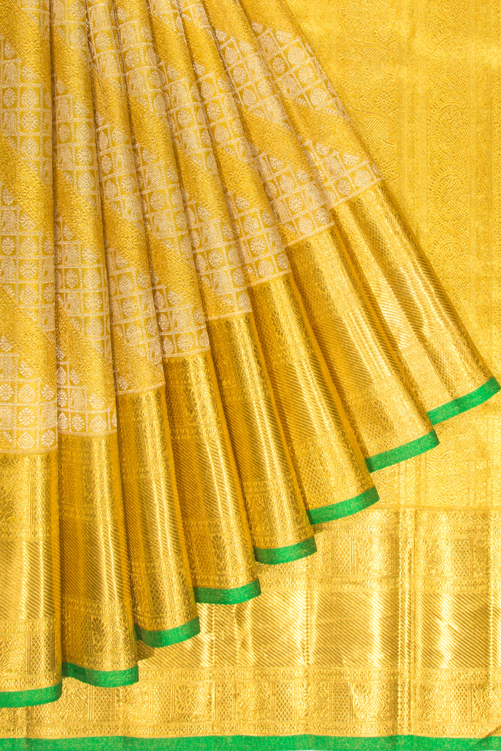 Kanchipuram Silk Tissue Brocade Gold Saree