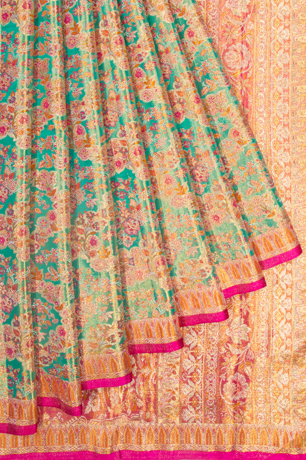 Kanchipuram Silk Tissue Brocade Sea Green Saree