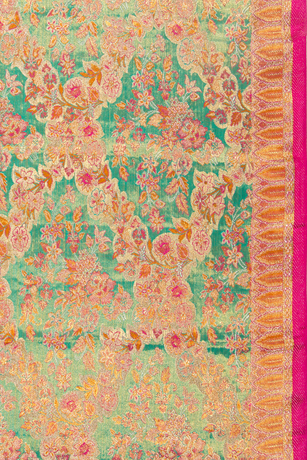 Kanchipuram Silk Tissue Brocade Sea Green Saree-Not Allowed Online