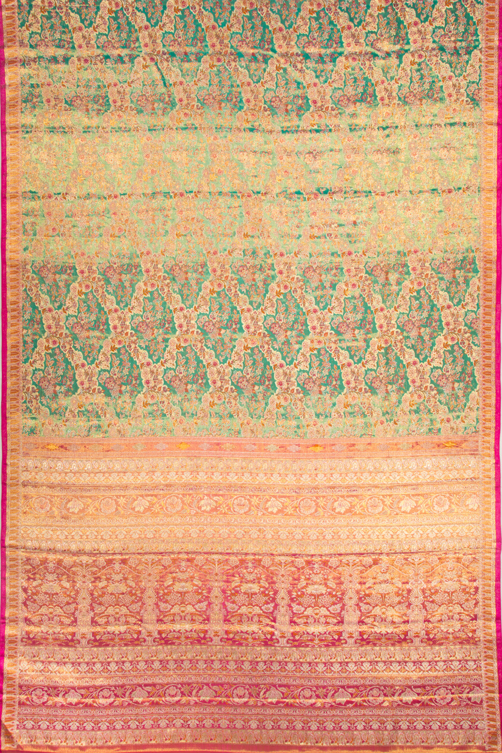 Kanchipuram Silk Tissue Brocade Sea Green Saree