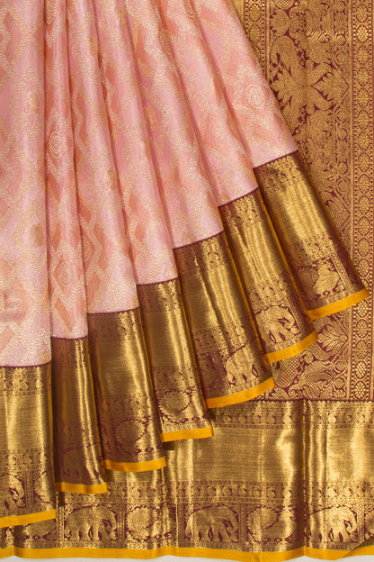 Kanchipuram SilkTissue Brocade Peach Saree