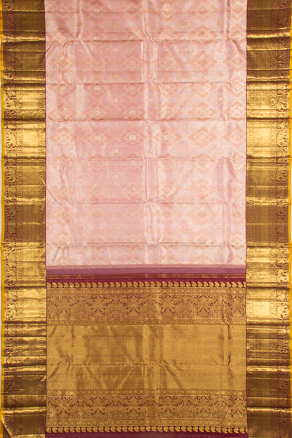 Kanchipuram SilkTissue Brocade Peach Saree