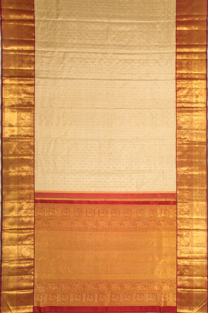 Kanchipuram Silk Tissue Checks And Butta Gold Saree