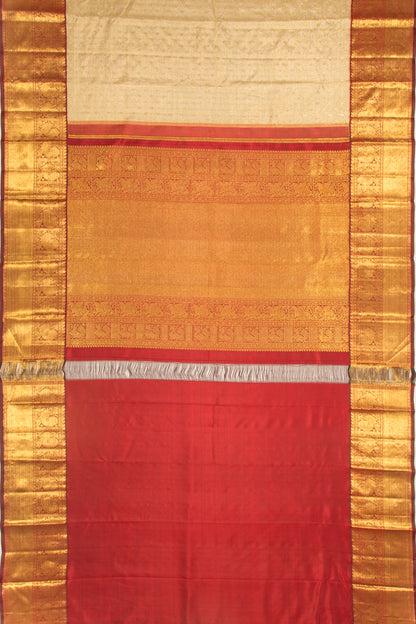 Kanchipuram Silk Tissue Checks And Butta Gold Saree