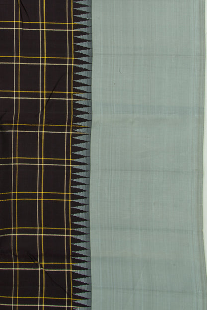Kanchipuram Silk Checks Black Saree