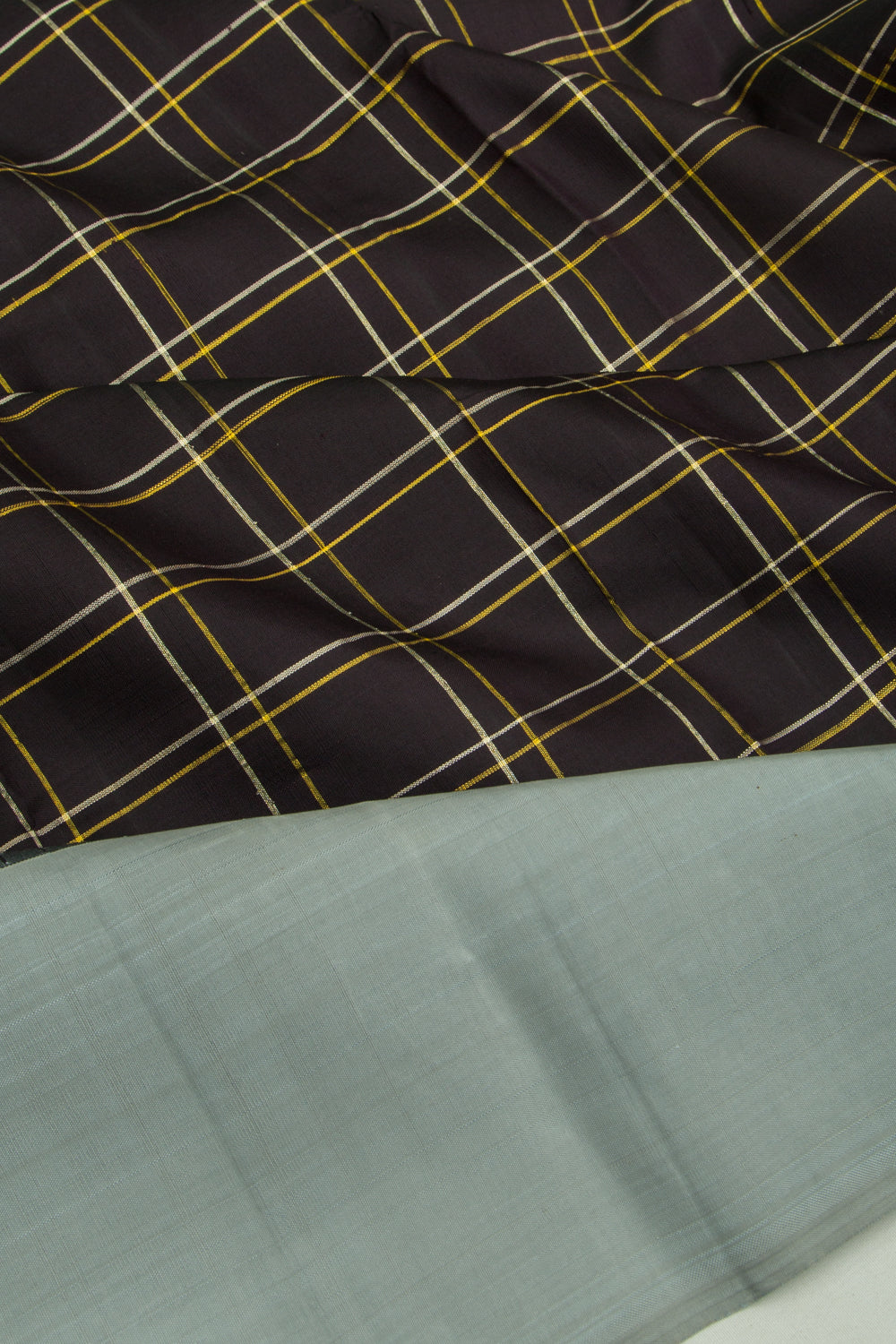 Kanchipuram Silk Checks Black Saree