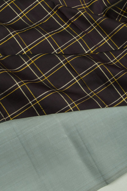 Kanchipuram Silk Checks Black Saree