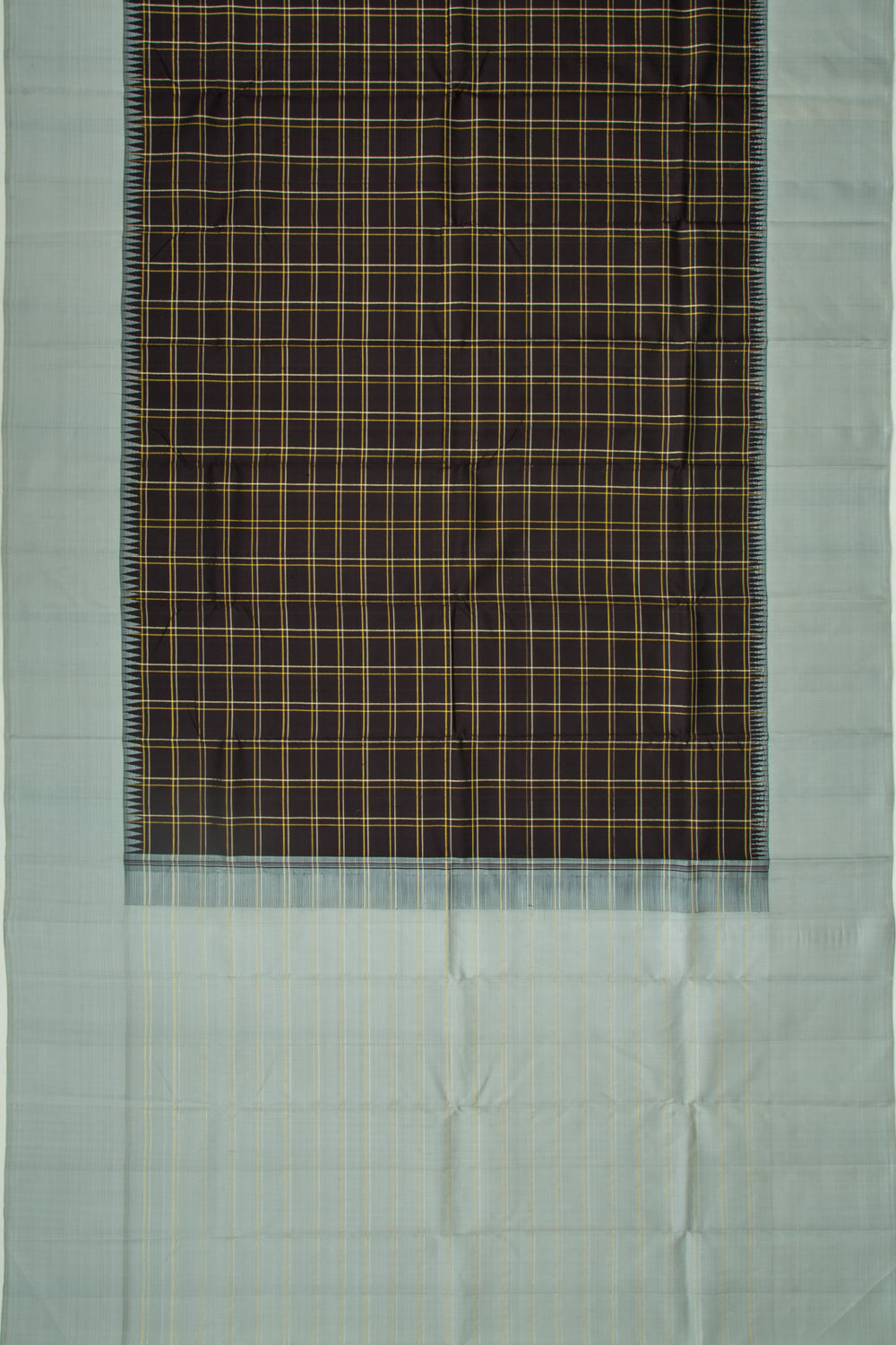 Kanchipuram Silk Checks Black Saree