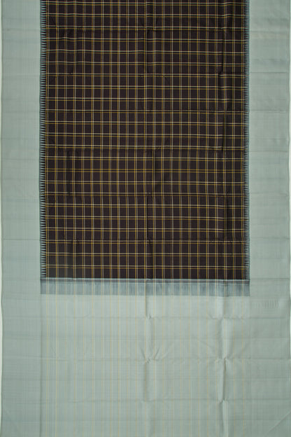 Kanchipuram Silk Checks Black Saree