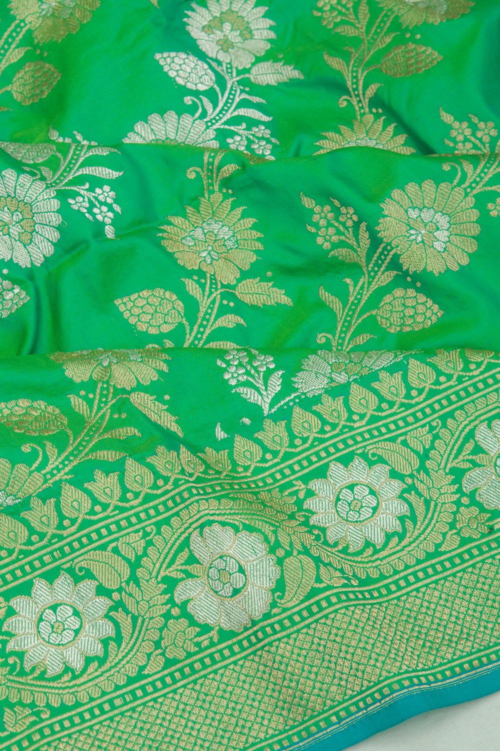 Banarasi Silk Kadwa Jaal Sea Green Saree