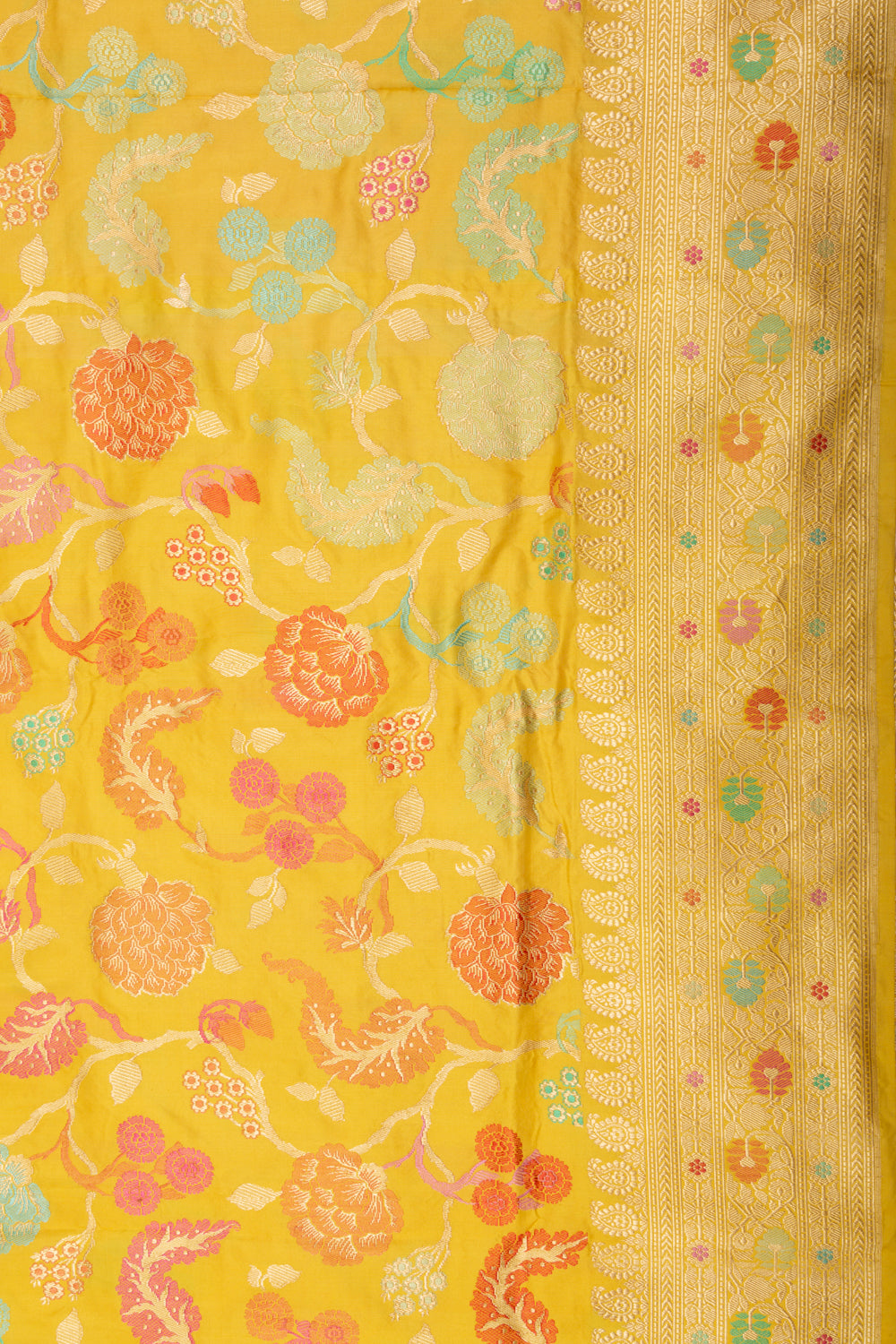 Banarasi Silk Kadwa Jaal Yellow Saree