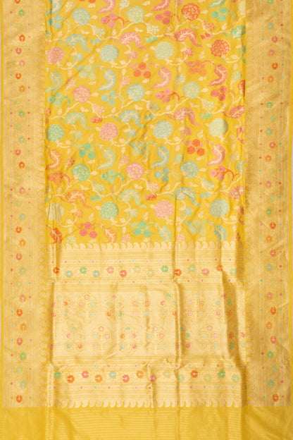 Banarasi Silk Kadwa Jaal Yellow Saree