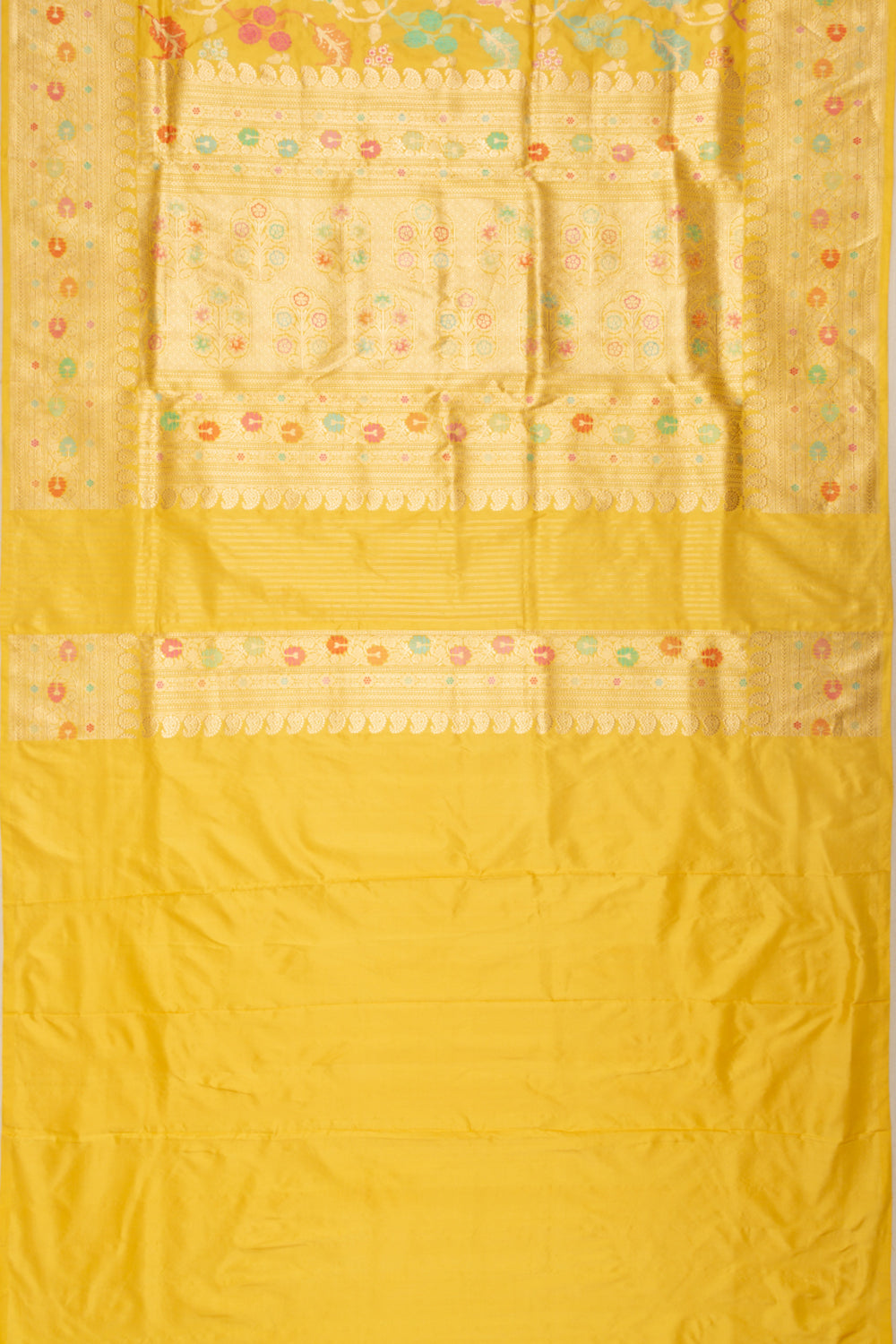 Banarasi Silk Kadwa Jaal Yellow Saree