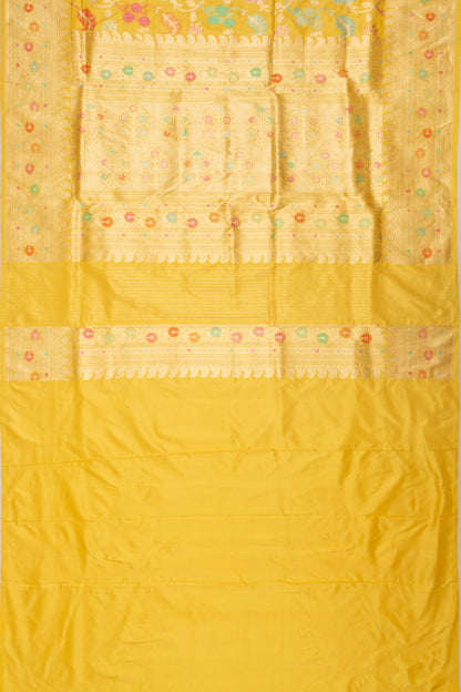 Banarasi Silk Kadwa Jaal Yellow Saree