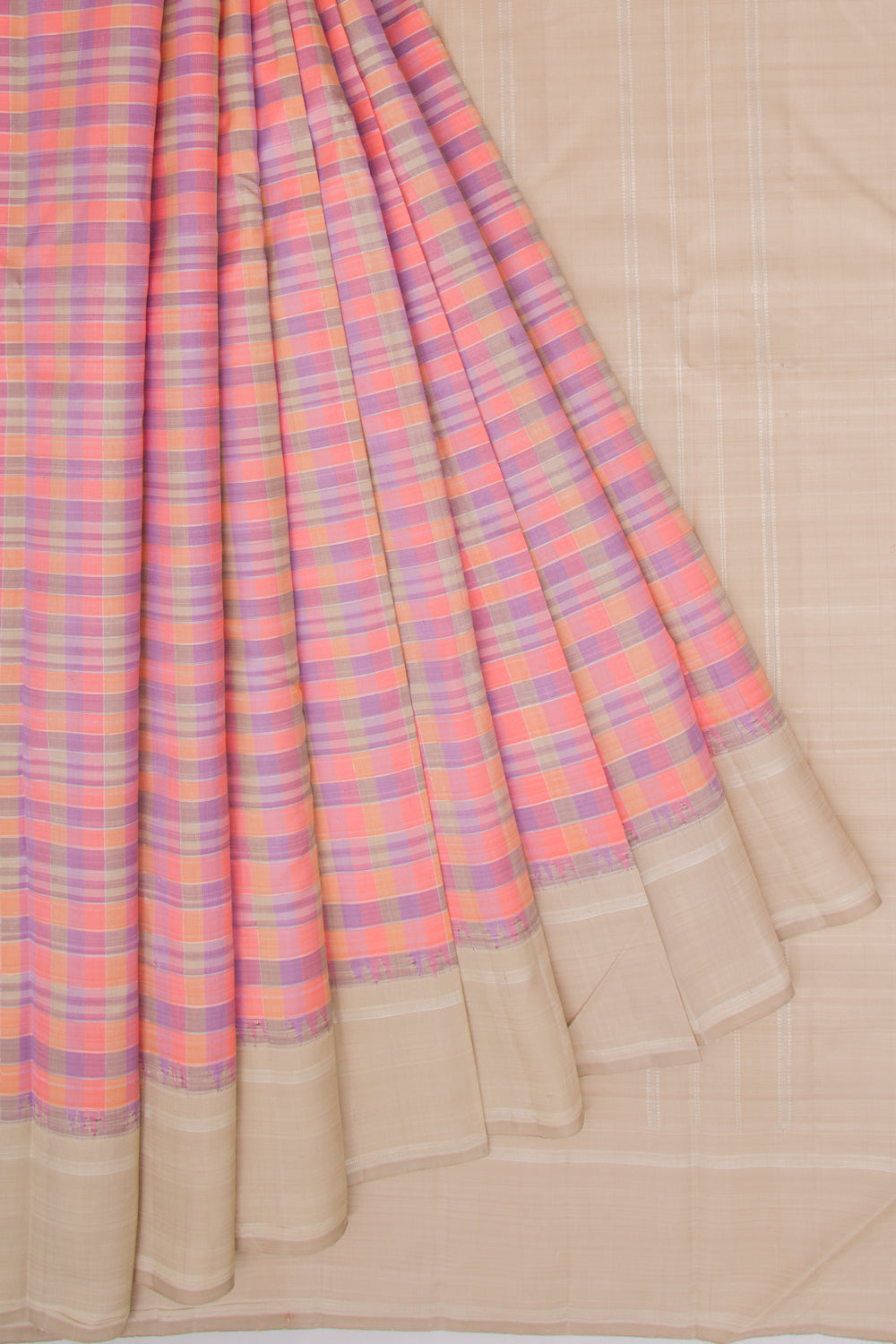 Kanchipuram Silk Checks Multi Colour Saree
