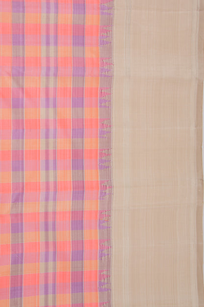 Kanchipuram Silk Checks Multi Colour Saree