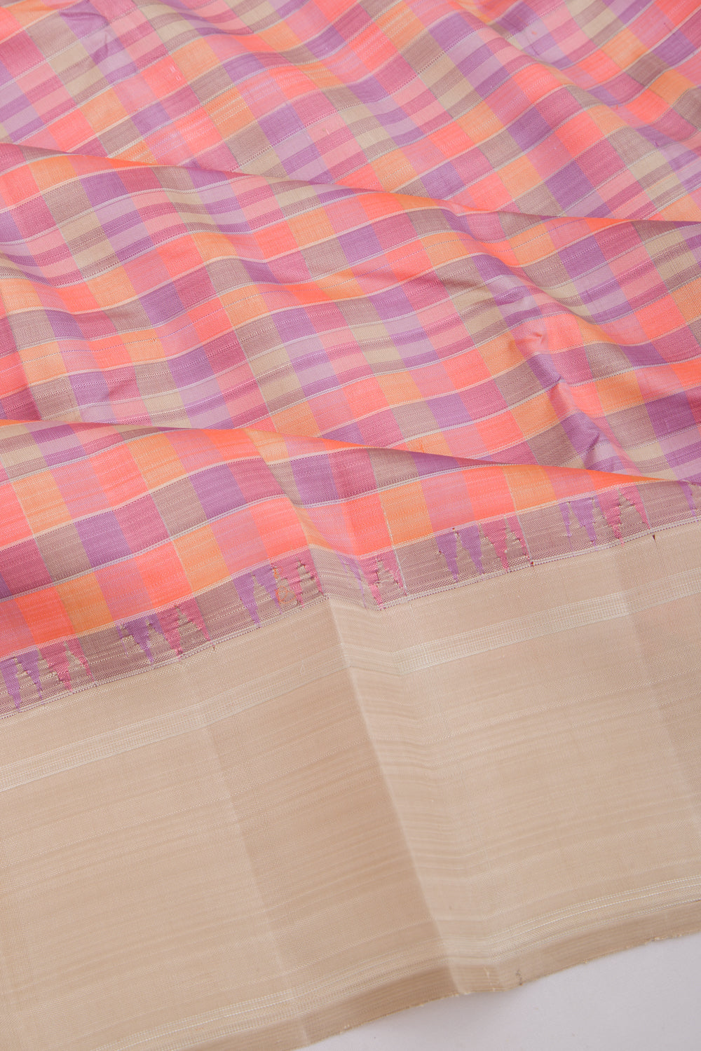 Kanchipuram Silk Checks Multi Colour Saree