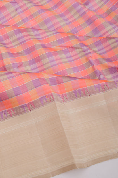 Kanchipuram Silk Checks Multi Colour Saree