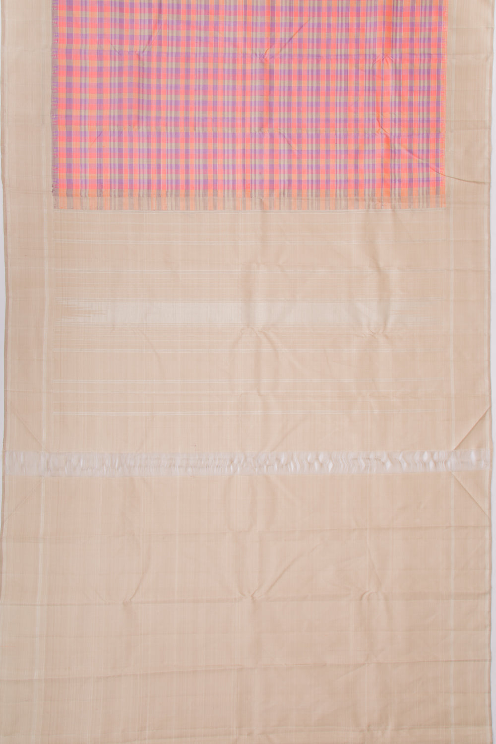 Kanchipuram Silk Checks Multi Colour Saree
