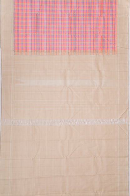 Kanchipuram Silk Checks Multi Colour Saree