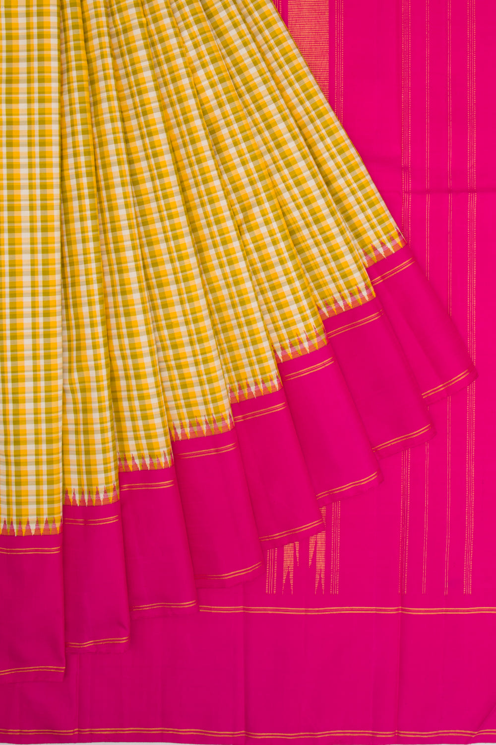 Taranga Kanchi Silk Checks Yellow Saree