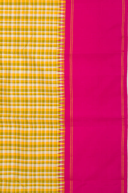 Kanchipuram Silk Checks Yellow Saree