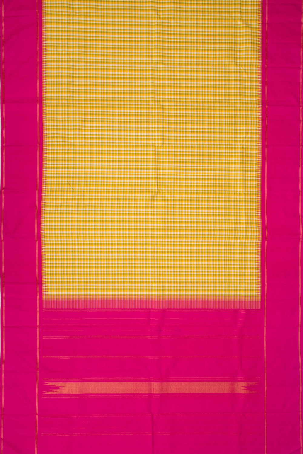 Kanchipuram Silk Checks Yellow Saree