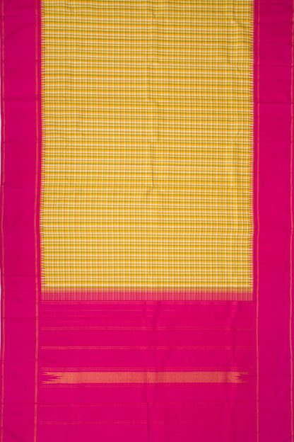 Kanchipuram Silk Checks Yellow Saree
