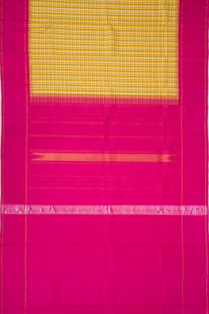 Kanchipuram Silk Checks Yellow Saree