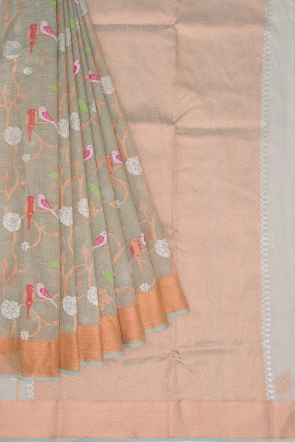 Kota Silk Tissue Jaal Pastel Blue Saree