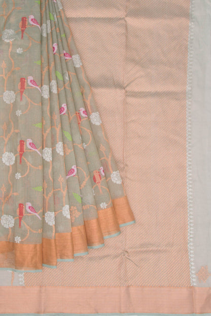 Kota Silk Tissue Jaal Pastel Blue Saree